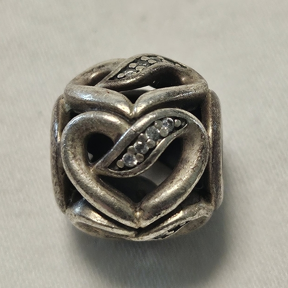 PANDORA Ribbons of Love Charm Sterling Silver CZ Dreams Hearts Bead - Picture 1 of 4